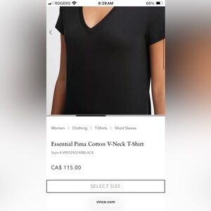 Vince Black V-Neck pima cotton T-Shirt